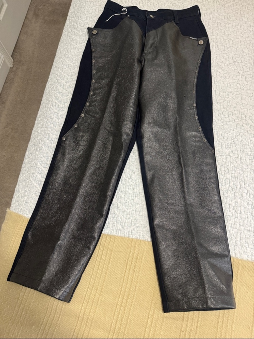 VINTAGE ROUGH RIDER Faux Leather Front Paneled Pants